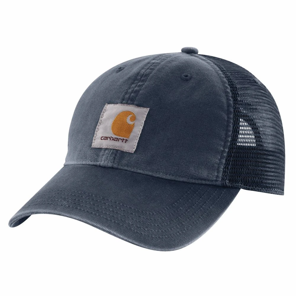 'Carhartt' Men's Adjustable Canvas Mesh-Back Cap - Navy 1 'Carhartt' Men's Adjustable Canvas Mesh-Back Cap - Navy