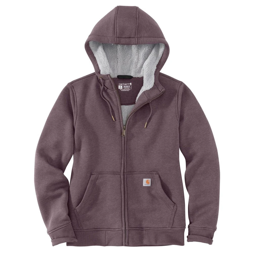'Carhartt' Women's Clarksburg Sherpa-lined Full Zip Hoodie - Blackberry Heather 2 'Carhartt' Women's Clarksburg Sherpa-lined Full Zip Hoodie - Blackberry Heather - Image 2