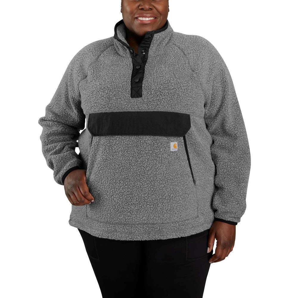 'Carhartt' Women's Fleece 1/4 Relaxed Fit Fleece Jacket - Granite Heather 2 'Carhartt' Women's Fleece 1/4 Relaxed Fit Fleece Jacket - Granite Heather - Image 2