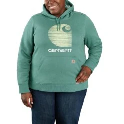 'Carhartt' Women's Rain DefenderĀ® Midweight Graphic Hoodie - Slate Green Heather