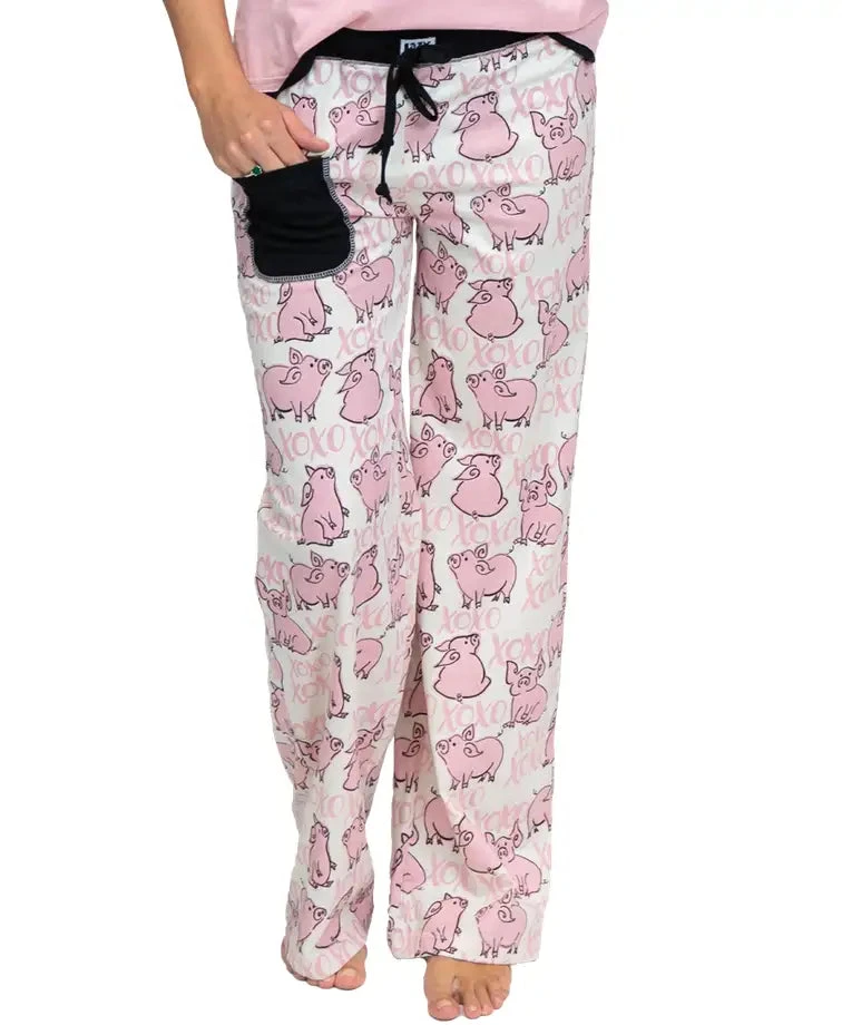 'Lazy One' Women's Hogs & Kisses PJ Pant - Pink 1 'Lazy One' Women's Hogs & Kisses PJ Pant - Pink