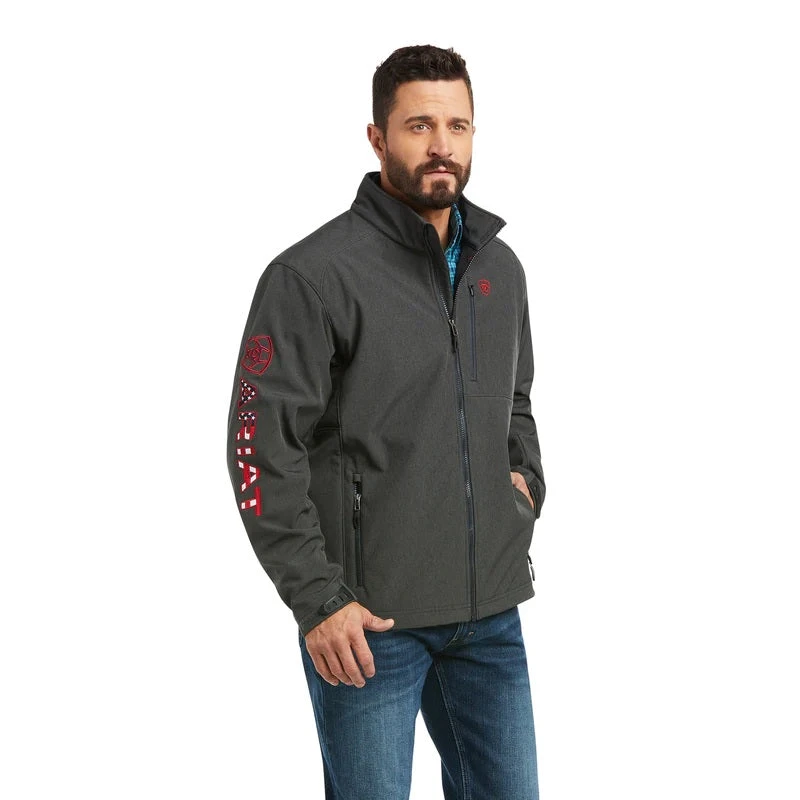 'Ariat' Men's Logo 2.0 Softshell Jacket - Charcoal / Americana 1 'Ariat' Men's Logo 2.0 Softshell Jacket - Charcoal / Americana