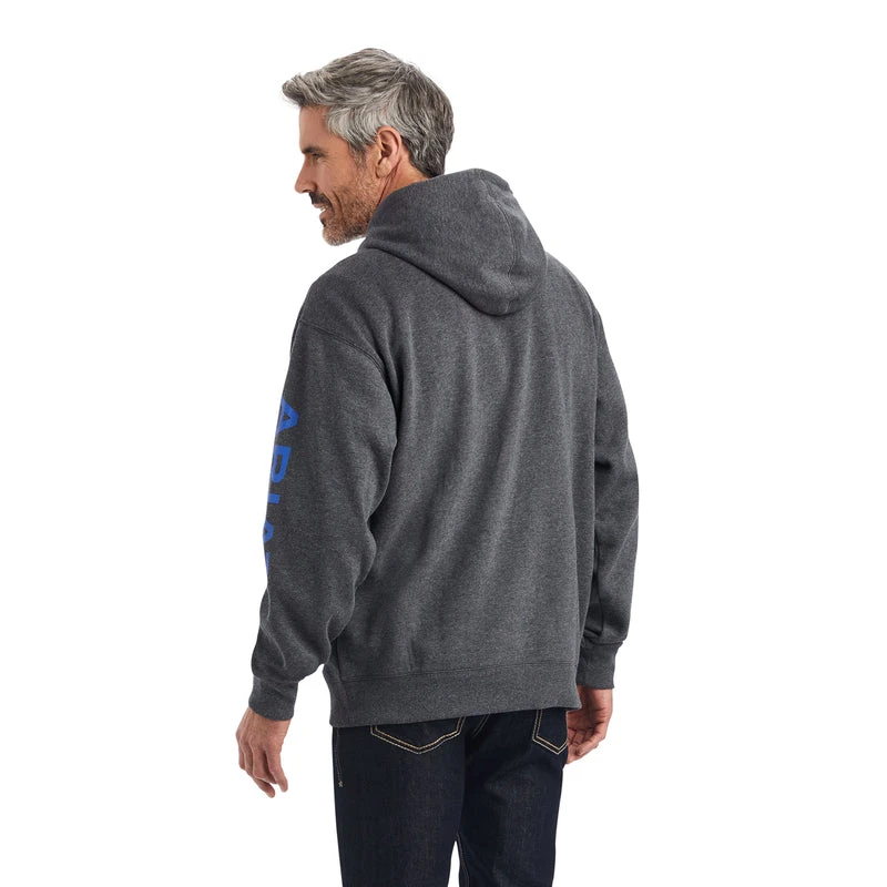 'Ariat' Men's Ariat Logo Hoodie - Charcoal Heather 2 'Ariat' Men's Ariat Logo Hoodie - Charcoal Heather - Image 2