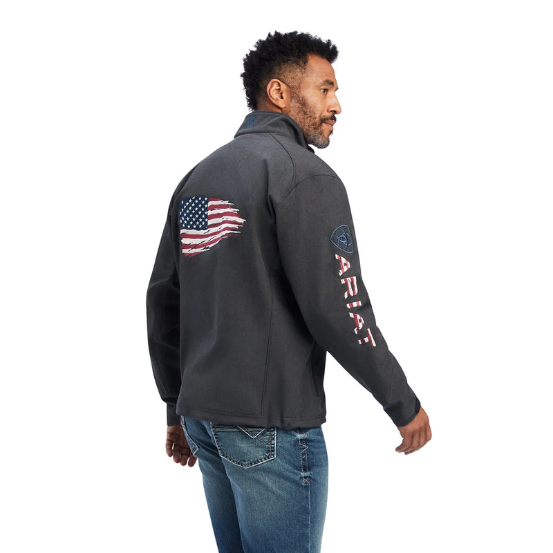 'Ariat' Men's Logo 2.0 Patriot Softshell Water Resistant Jacket - Charcoal 1 'Ariat' Men's Logo 2.0 Patriot Softshell Water Resistant Jacket - Charcoal