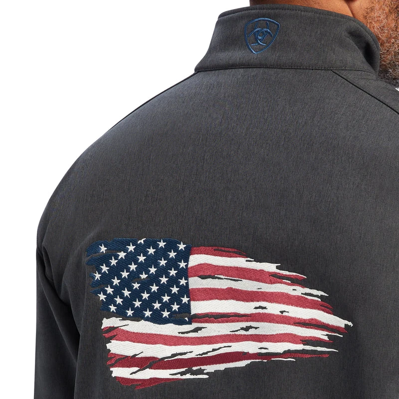 'Ariat' Men's Logo 2.0 Patriot Softshell Water Resistant Jacket - Charcoal 3 'Ariat' Men's Logo 2.0 Patriot Softshell Water Resistant Jacket - Charcoal - Image 3