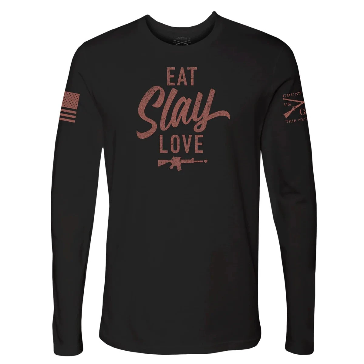 'Grunt Style' Women's Eat, Slay, Love Love Sleeve Tee - Black 1 'Grunt Style' Women's Eat, Slay, Love Love Sleeve Tee - Black