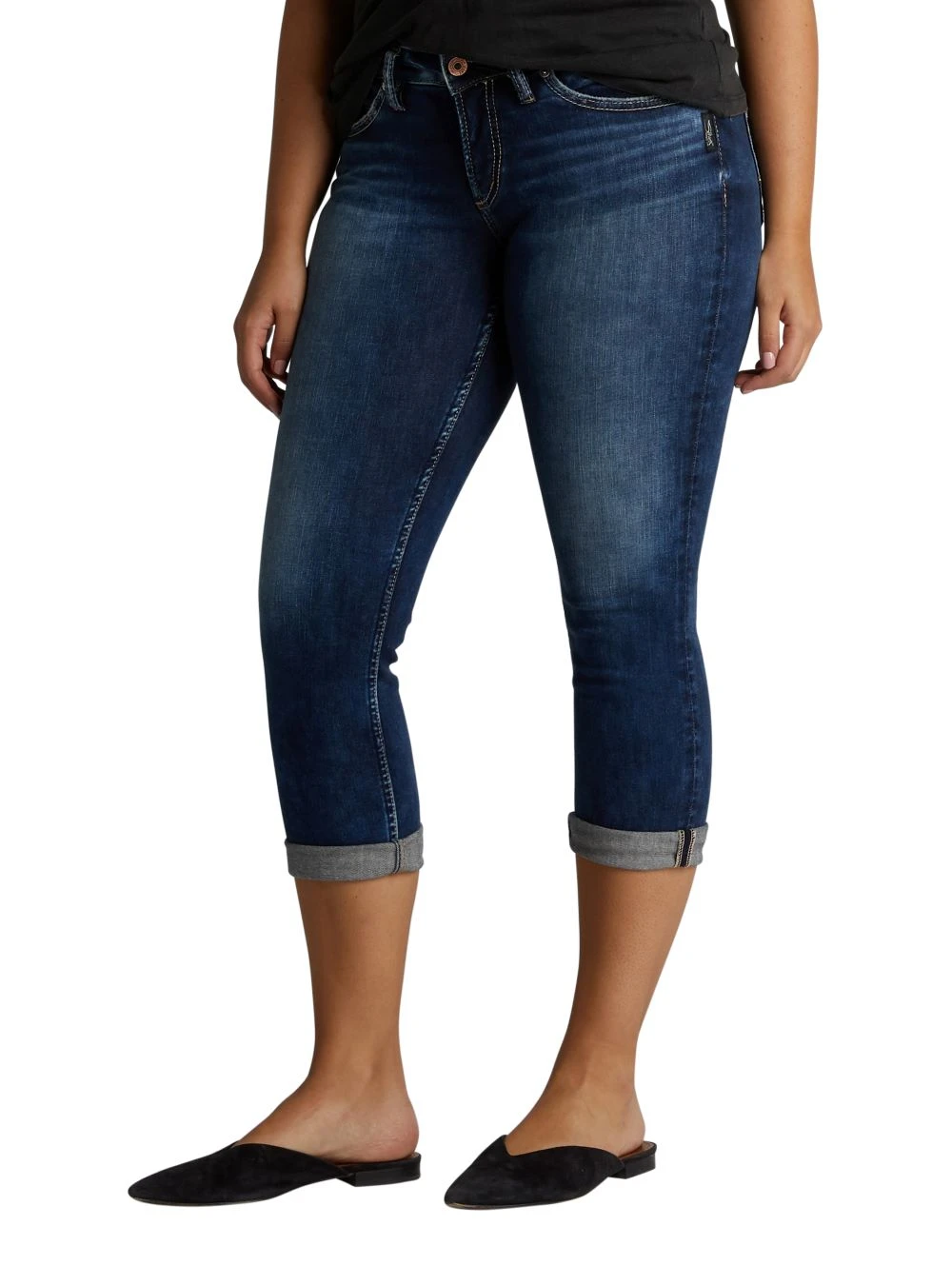 'Silver Jeans' Women's Suki Mid Rise Curvy Capri - Dark Indigo 1 'Silver Jeans' Women's Suki Mid Rise Curvy Capri - Dark Indigo