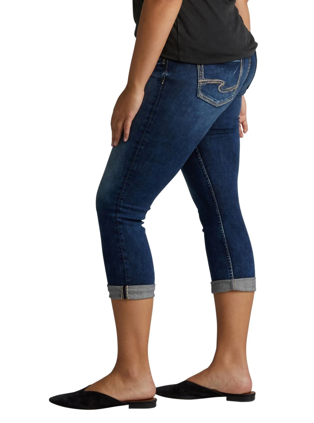 'Silver Jeans' Women's Suki Mid Rise Curvy Capri - Dark Indigo 3 'Silver Jeans' Women's Suki Mid Rise Curvy Capri - Dark Indigo - Image 3