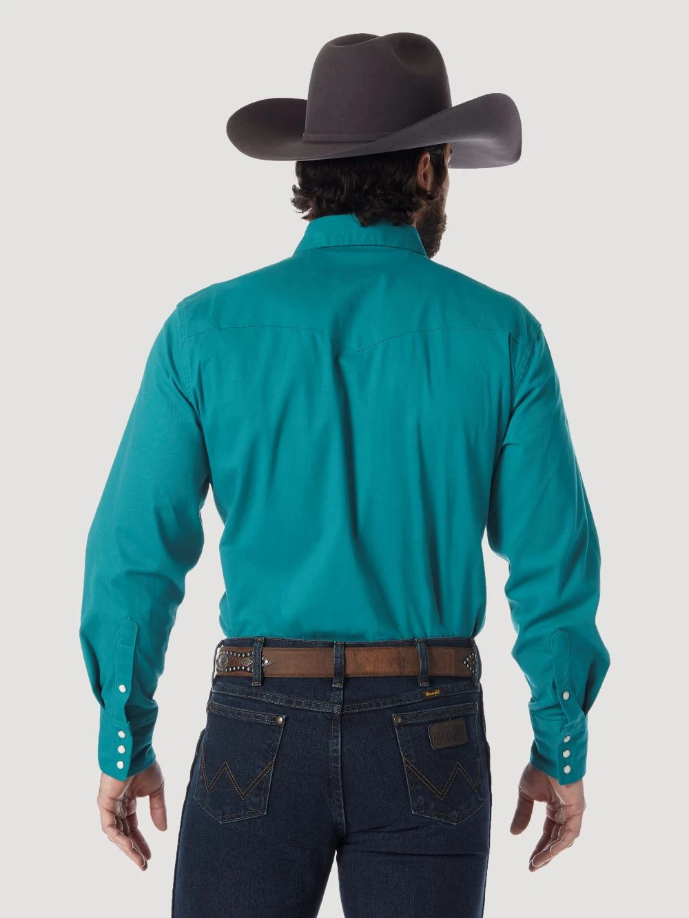 'Wrangler' Men's Advanced Comfort Cowboy Cut Snap Front - Turquoise 3 'Wrangler' Men's Advanced Comfort Cowboy Cut Snap Front - Turquoise - Image 3