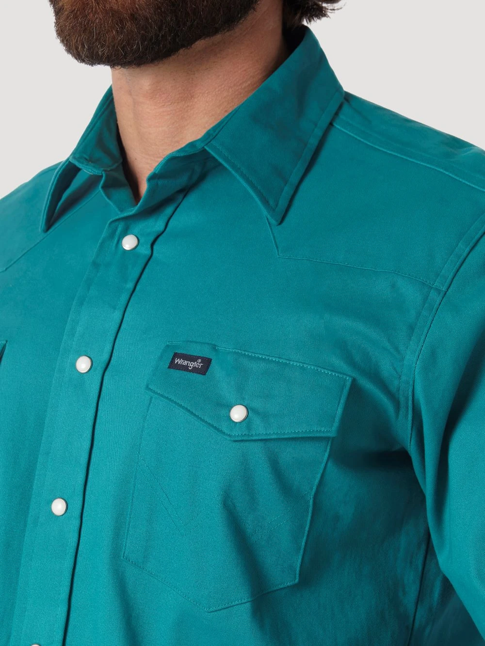 'Wrangler' Men's Advanced Comfort Cowboy Cut Snap Front - Turquoise 2 'Wrangler' Men's Advanced Comfort Cowboy Cut Snap Front - Turquoise - Image 2