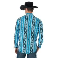 'Wrangler' Men's Checotah Print Western Snap Front - Blue / Black -Fashion Styles Sales MC1285M BB01 SWFF PRD 1024x1024@2x