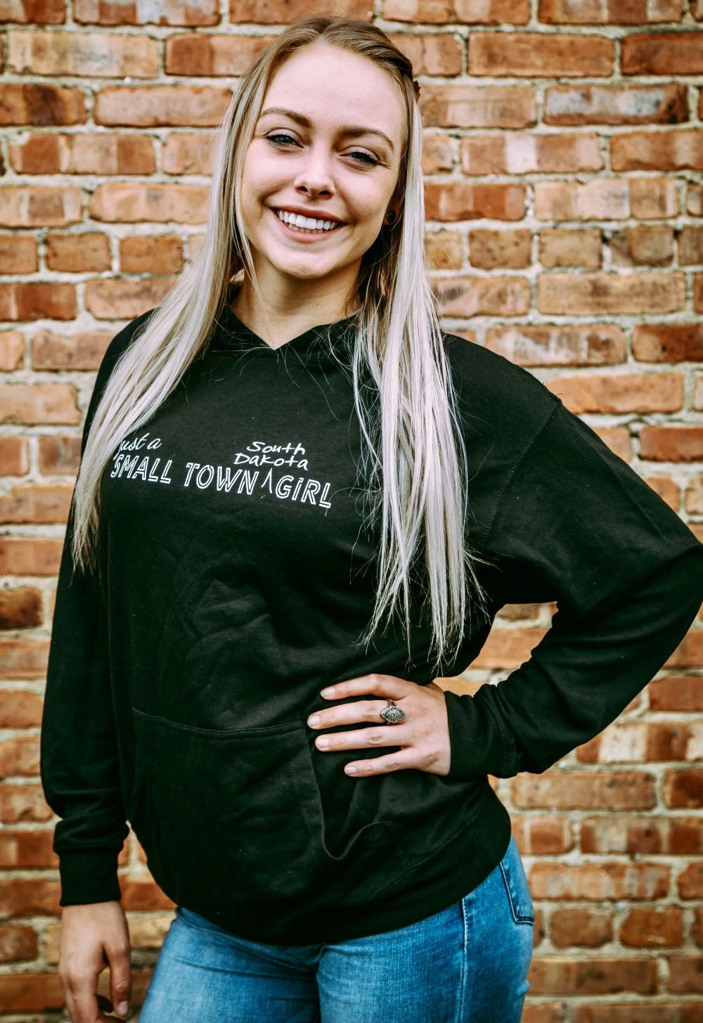 'ScratchPad Tees' Women's Small Town SD Hoodie - Black 1 'ScratchPad Tees' Women's Small Town SD Hoodie - Black
