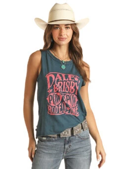'Rock & Roll' Women's Dale Brisby Graphic Tank - Navy