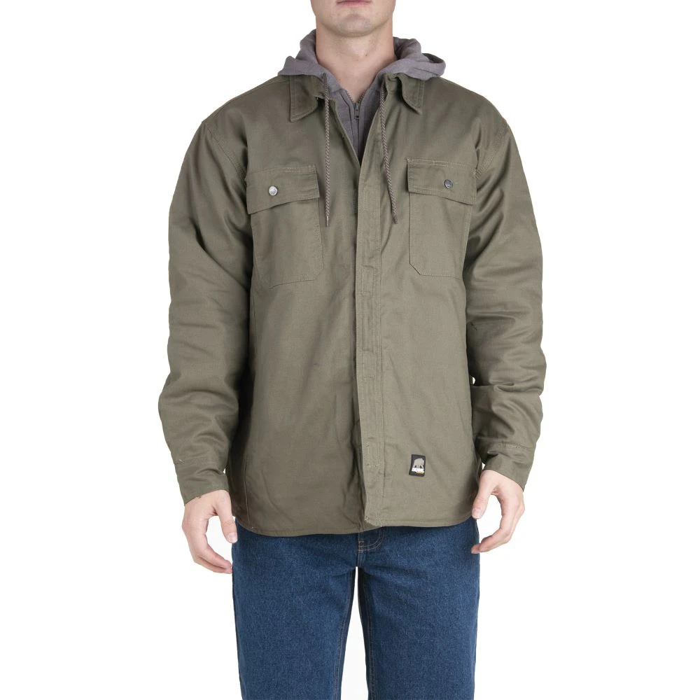 'Berne' Men's Throttle Hooded Shirt Jacket - Sage 1 'Berne' Men's Throttle Hooded Shirt Jacket - Sage