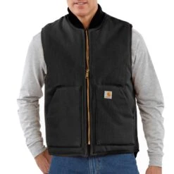 'Carhartt' Men's Duck Vest Arctic Quilt Lined - Black