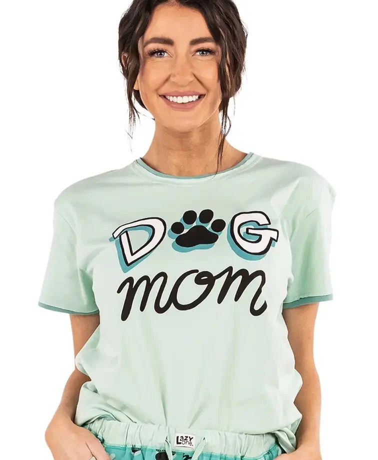 'Lazy One' Women's Dog Mom PJ Tee - Teal 1 'Lazy One' Women's Dog Mom PJ Tee - Teal