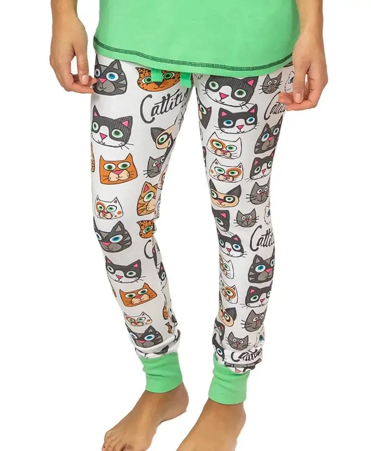 'Lazy One' Women's Cattitude Leggings - White 1 'Lazy One' Women's Cattitude Leggings - White