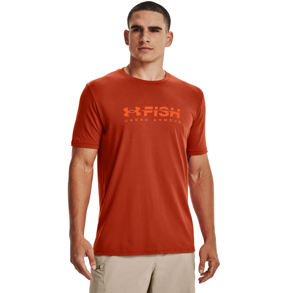 'Under Armour' Men's Fish Strike T-Shirt - Fox / Blaze Orange 1 'Under Armour' Men's Fish Strike T-Shirt - Fox / Blaze Orange
