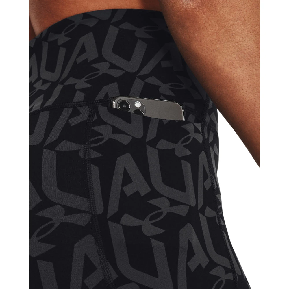 'Under Armour' Women's Meridian Print Ankle Leggings - Black / Jet Grey / Met Silver 2 'Under Armour' Women's Meridian Print Ankle Leggings - Black / Jet Grey / Met Silver - Image 2