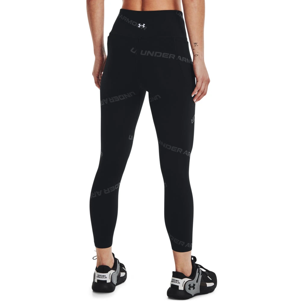 'Under Armour' Women's Meridian Print Ankle Leggings - Black / Metallic Silver 3 'Under Armour' Women's Meridian Print Ankle Leggings - Black / Metallic Silver - Image 3