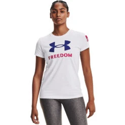 'Under Armour' Women's Freedom Logo T-Shirt - White / Red