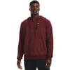 'Under Armour' Men's Rival Fleece 1/2 Zip Hoodie - Chestnut Red Light Heather / Onyx White